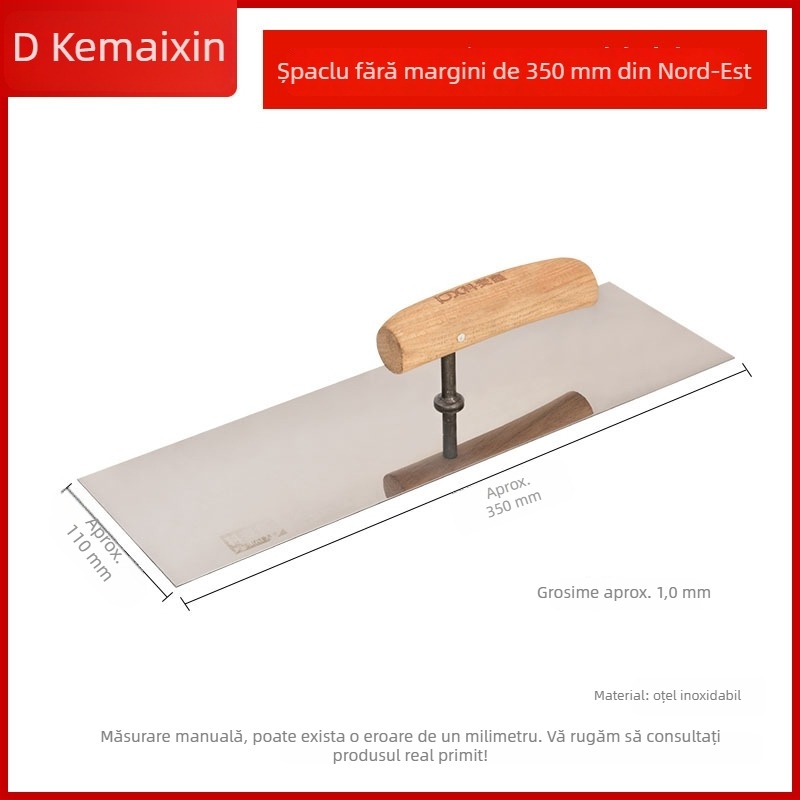 Spatulă din oțel inoxidabil pentru tencuiri, lamă extinsă, placă de fier mai groasă pentru zidărie și faianțe