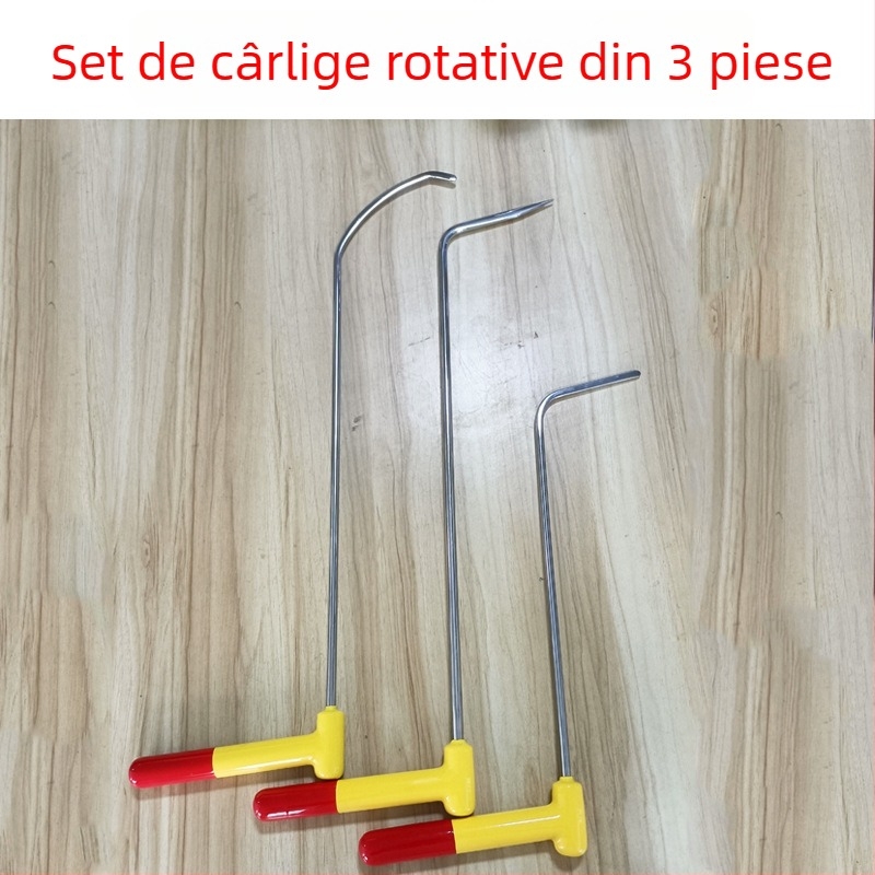 Set de instrumente pentru repararea denivelărilor auto: cârlig rotativ, bară de eliminare a denivelărilor și unealtă pentru bara de protecție