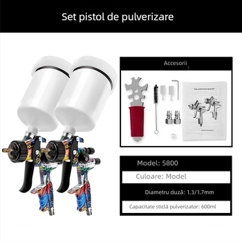 5800 Set pistolă de vopsire auto, duză 1.3/1.7 mm, model cu desen animat, pentru vopsele pe bază de ulei și apă