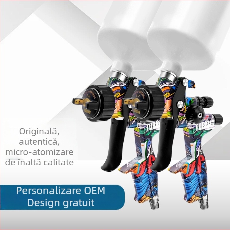 5800 Set pistolă de vopsire auto, duză 1.3/1.7 mm, model cu desen animat, pentru vopsele pe bază de ulei și apă