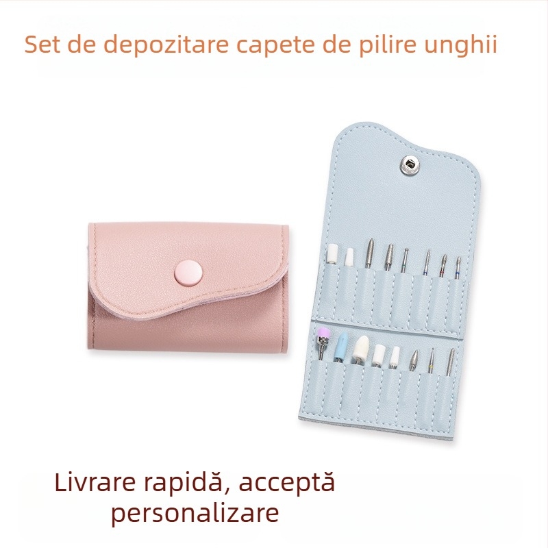 Geantă de depozitare pentru capete de pilire pentru unghii din piele groasă