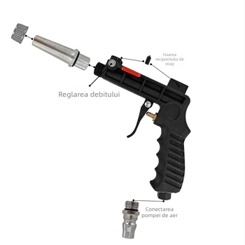DIY pistolă de nisip portabilă cu alimentare prin gravitație, set pneumatic pentru sablare, îndepărtare rugină, mini sablare