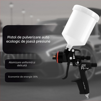 Pistol de vopsit pentru tablă auto, strat de finisare și pistol de reparații. Potrivit pentru vopsele pe bază de apă și pe bază de ulei. Aluminiu de înaltă calitate
