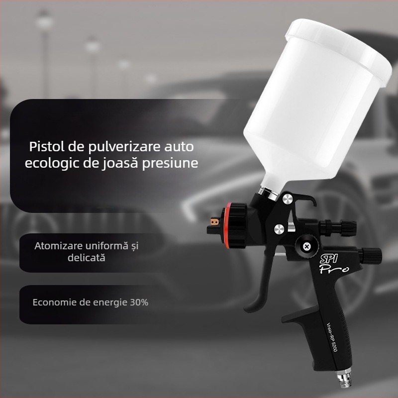 Pistol de vopsit pentru tablă auto, strat de finisare și pistol de reparații. Potrivit pentru vopsele pe bază de apă și pe bază de ulei. Aluminiu de înaltă calitate