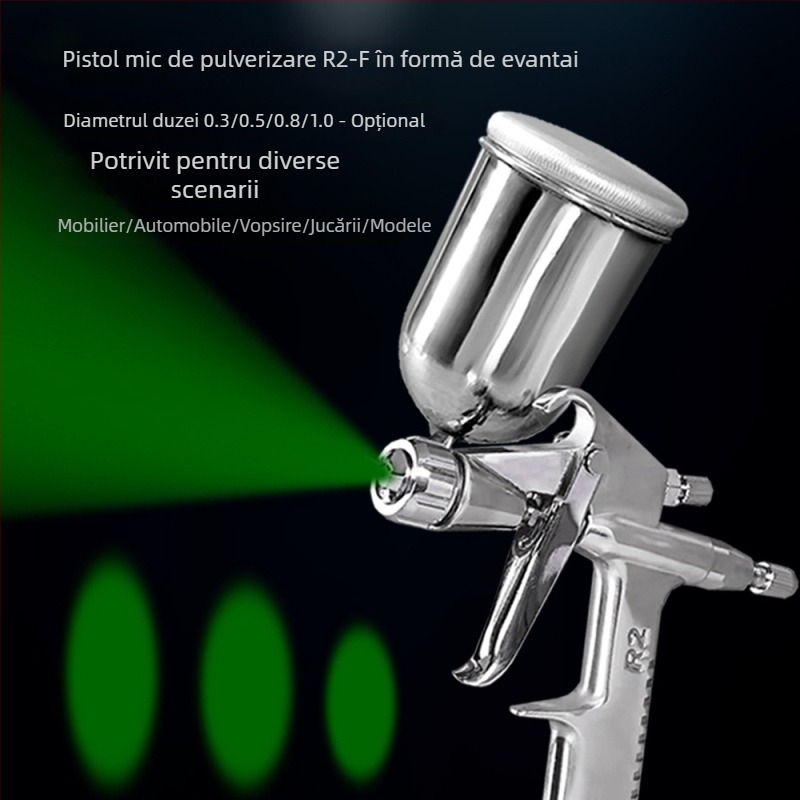 Pistol de pulverizare în formă de ventilator, duze 0.3/0.5/0.8/1.0, pentru vopsire auto, mobilier și reparații la piele, cu flacon de 100 ml