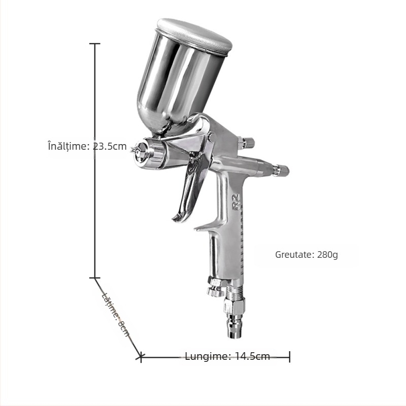 Pistol de pulverizare în formă de ventilator, duze 0.3/0.5/0.8/1.0, pentru vopsire auto, mobilier și reparații la piele, cu flacon de 100 ml