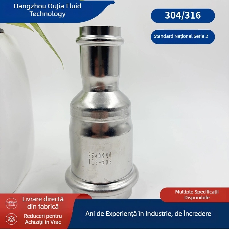 Cuplu reductiv din oțel inoxidabil crimpat, 304/316, DN15–DN100