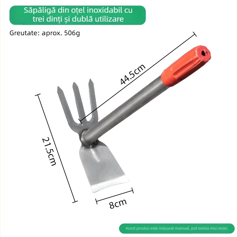 Lopată de grădină din oțel inoxidabil — unealtă multifuncțională pentru plantarea legumelor și a florilor, cap sudat integrat, topor pentru săpat bambus, lopățică pentru copii