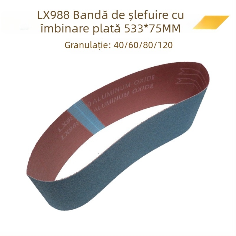 LX988 bandă abrazivă, 533 × 75 mm, granulație 40–120, bandă plată pentru prelucrarea lemnului, șlefuire a metalelor, îndepărtarea bavurilor din oțel inoxidabil