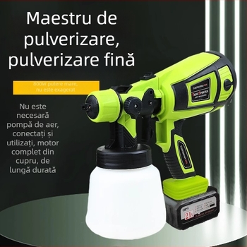 Pistol de vopsit electric cu baterie litiu, pentru uz casnic – vopsea latex, atomizare înaltă, duză 1,3 mm