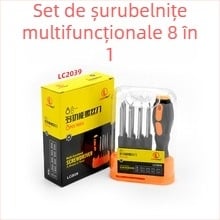 Set de șurubelnițe 8 în 1, cu capete Philips și plat, magnetice și izolate, din oțel crom-vanadiu 6150