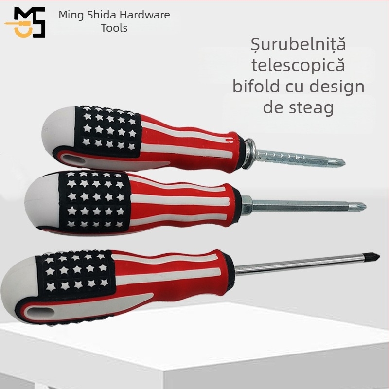 Șurubelniță cu design de steag, dual-use: cap Philips și cap plat, pentru uz casnic