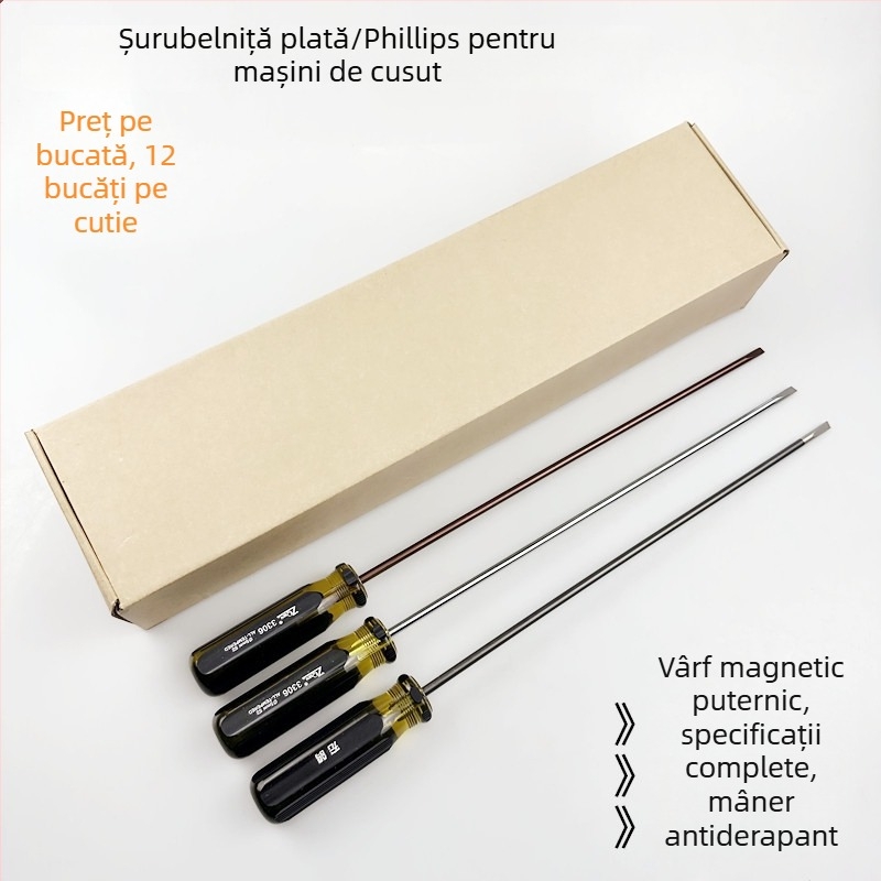 Șurubelniță Philips magnetică de 12 inch pentru reparații la mașini de cusut — șurubelniță plată lungă și șurubelniță lungă Philips