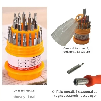 Set de șurubelnițe 31 în 1, cu cap cruce magnetic pentru reparații telefoane mobile