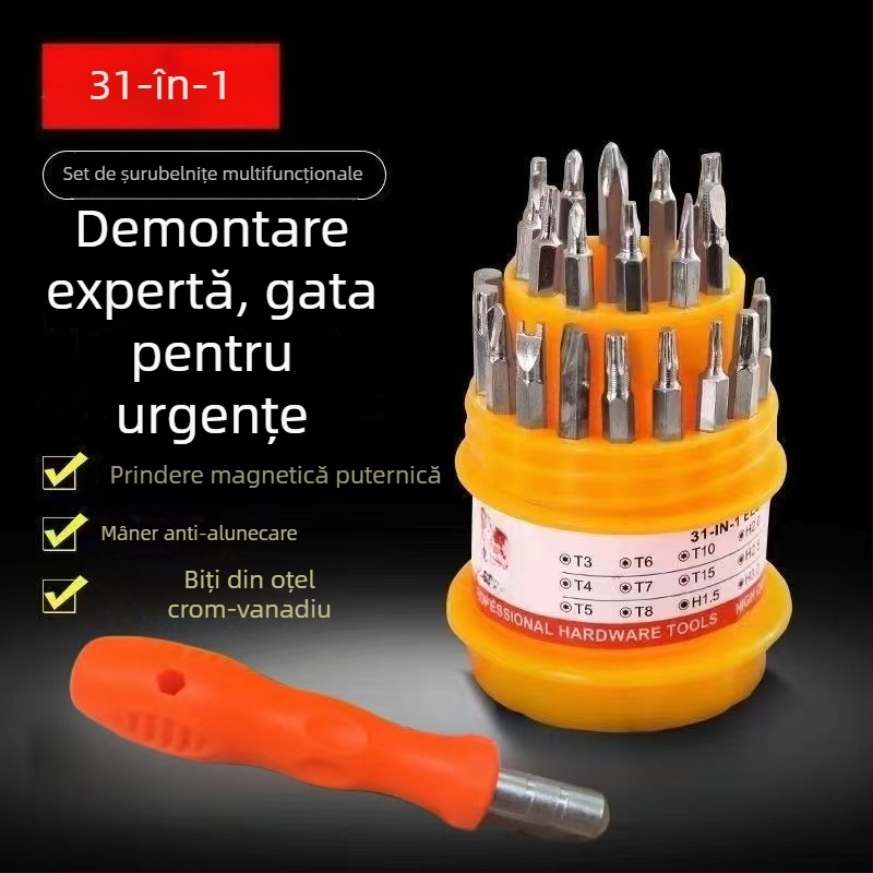 Set de șurubelnițe 31 în 1, cu cap cruce magnetic pentru reparații telefoane mobile