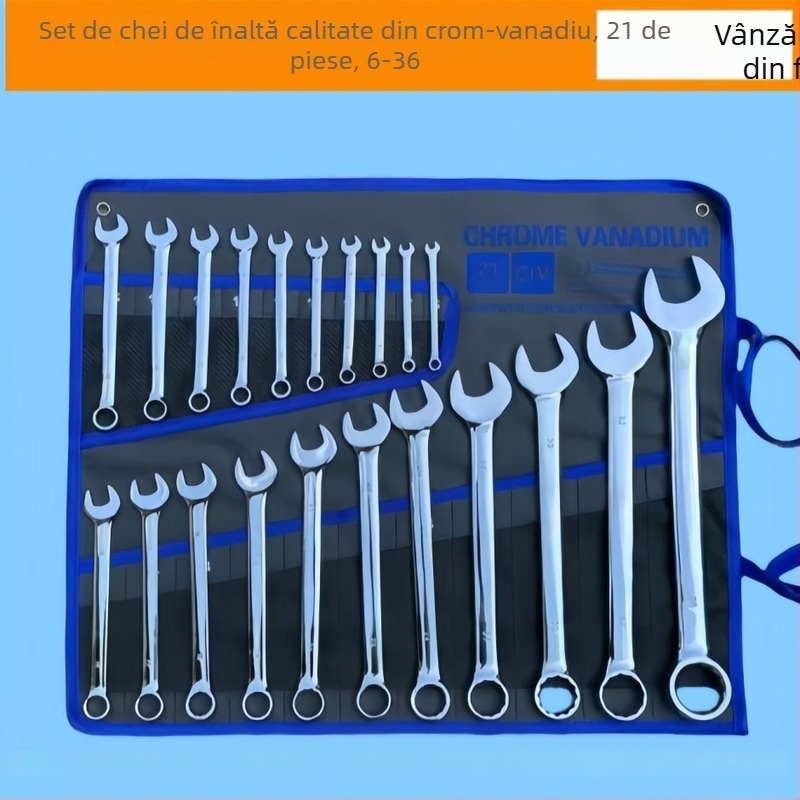 Set Plum Blossom chei și capete, 22 piese, crom-vanadiu, finisaj oglindă, dimensiuni metrice, reparații auto