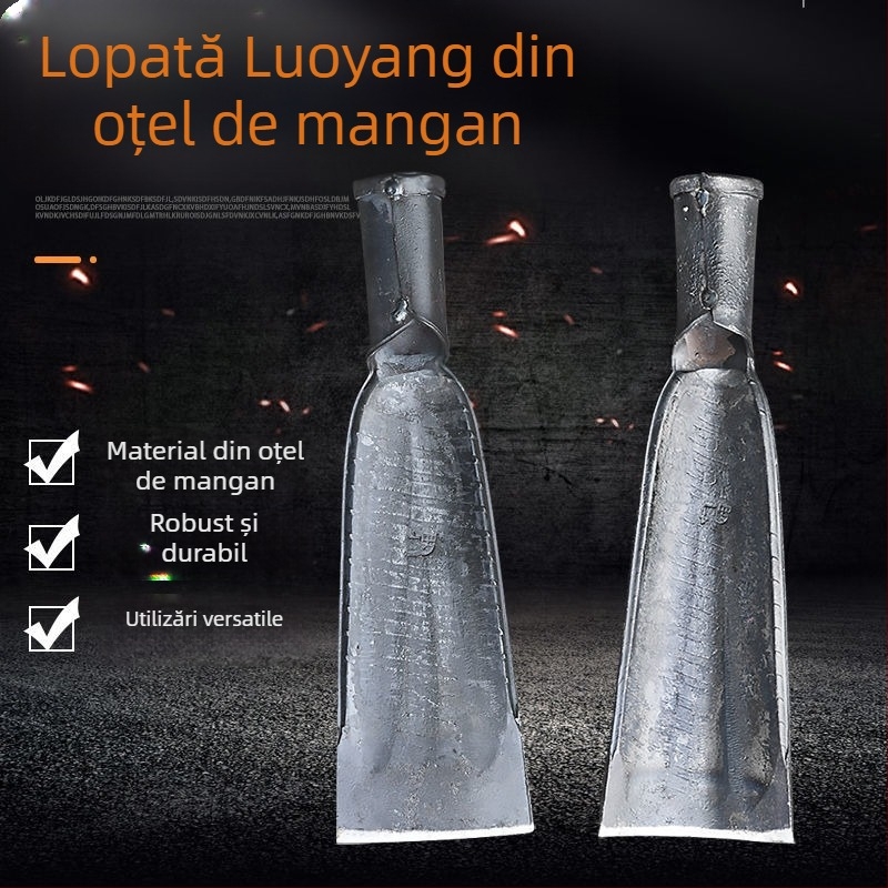 Lopată agricolă forjată manual, cu capul întărit, pentru săparea rădăcinilor de copac, săparea groapilor, stil Luoyang, unealtă pentru găuri la stâlpi și săpare bambusului