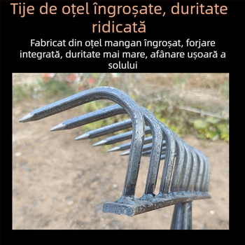 Greblă agricolă cu dinți pentru afânarea și întoarcerea solului, unealtă multifuncțională pentru buruieni, robustă, rezistentă la rugină