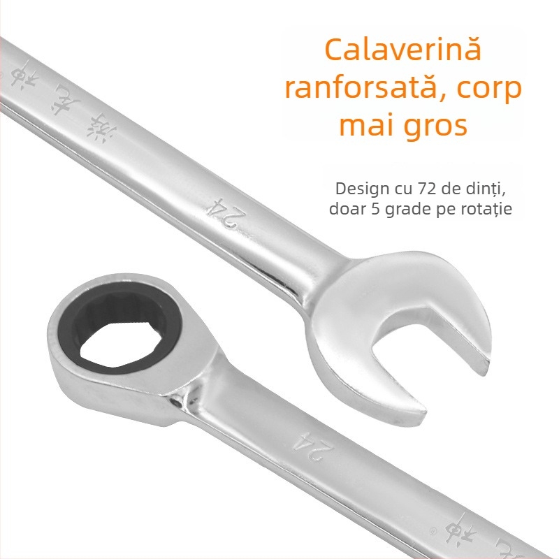Cheie cu crichet de 72 dinți, deschidere în formă de floare de prune, dublă utilizare, 8–32 mm, multifuncțional, bidirecțional
