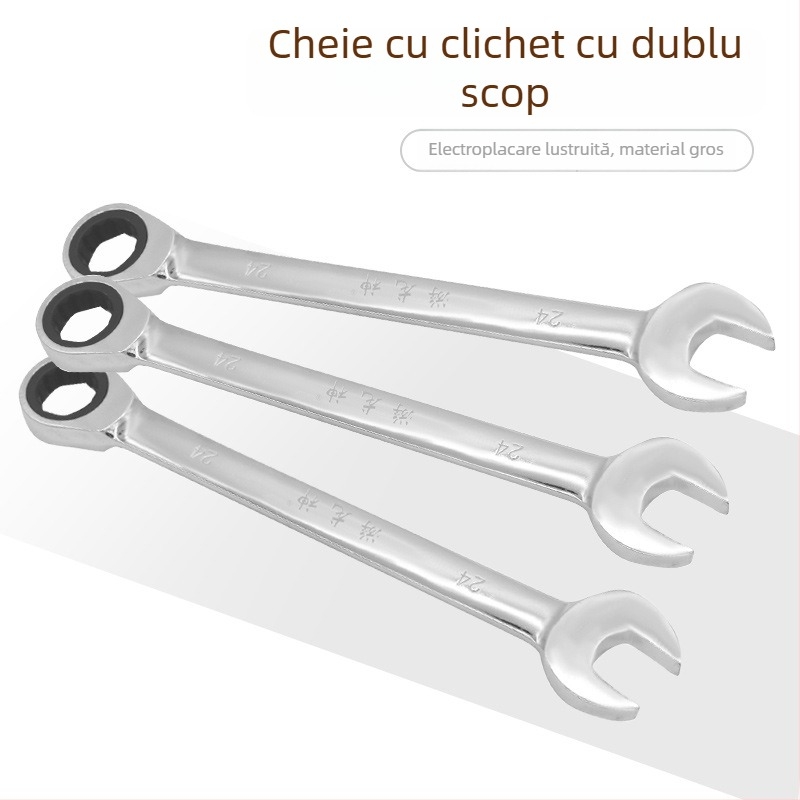 Cheie cu crichet de 72 dinți, deschidere în formă de floare de prune, dublă utilizare, 8–32 mm, multifuncțional, bidirecțional