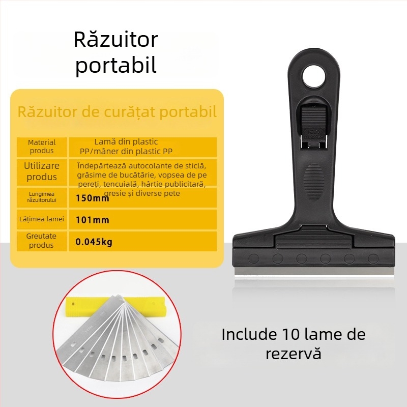 Down's lamă de curățare portabilă pentru plăci din sticlă și ceramică, îndepărtarea adezivului, racletă pentru pereți și podea