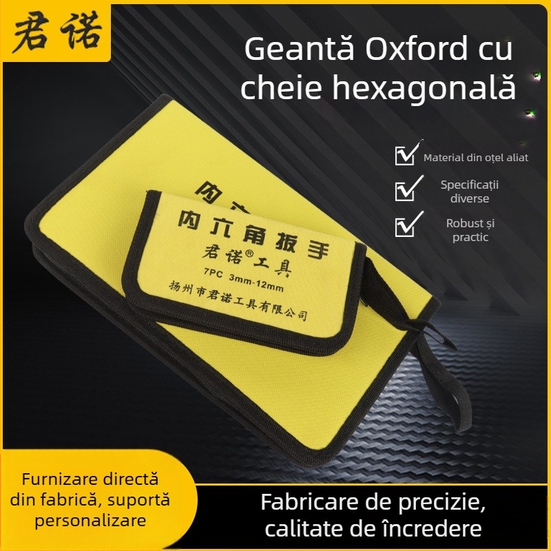 Set de chei hexagonale din seria Oxford Bag, din oțel aliat 40Cr, dimensiuni metrice, cu mâner extins