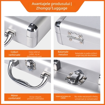 Cutie de unelte din aliaj de aluminiu, cu încuietoare, multifuncțională, capacitate mare