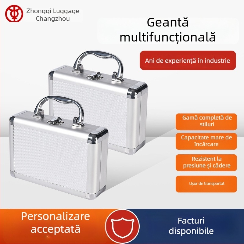 Cutie de unelte din aliaj de aluminiu, cu încuietoare, multifuncțională, capacitate mare