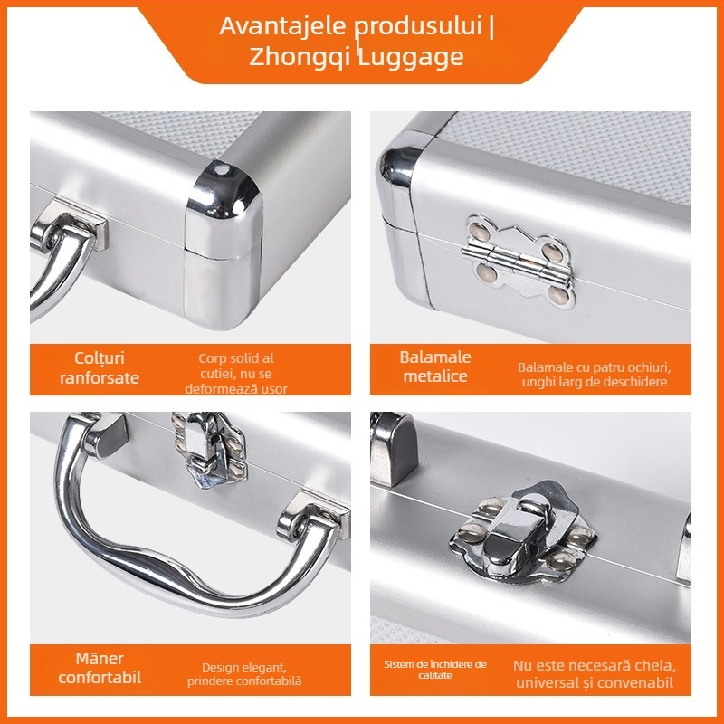 Cutie de unelte din aliaj de aluminiu, cu încuietoare, multifuncțională, capacitate mare