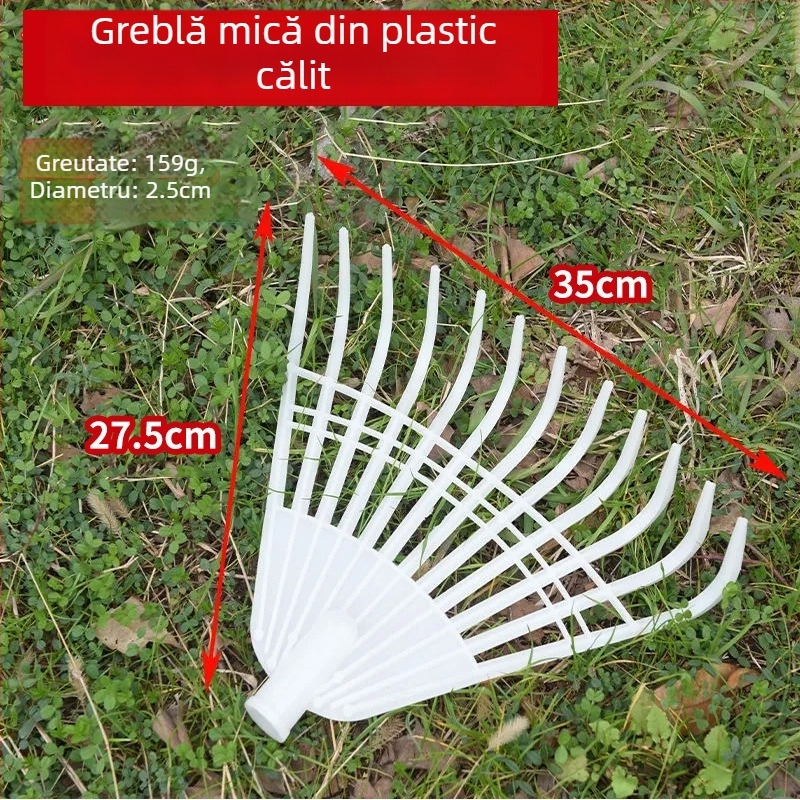 Greblă plastică cu 7 dinți pentru agricultură: iarbă, uscare a cerealelor, frunze
