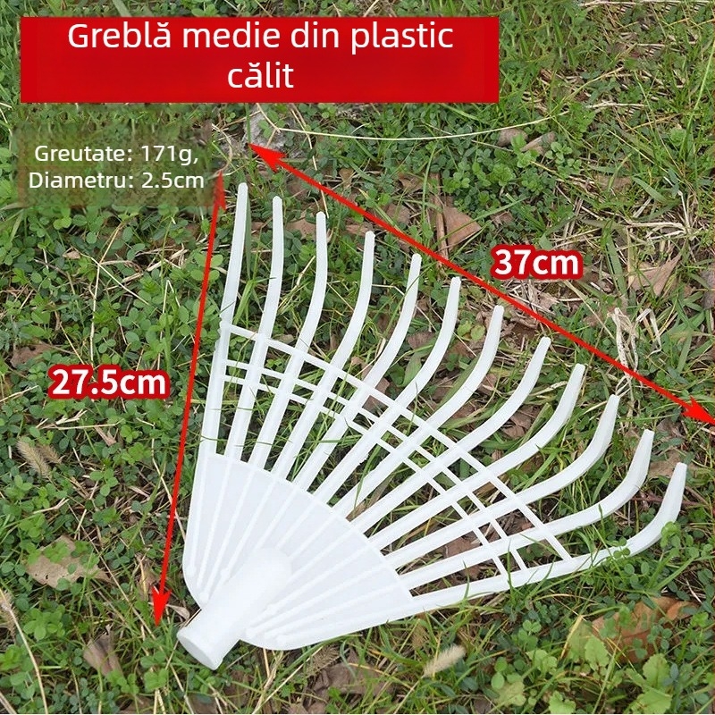 Greblă plastică cu 7 dinți pentru agricultură: iarbă, uscare a cerealelor, frunze