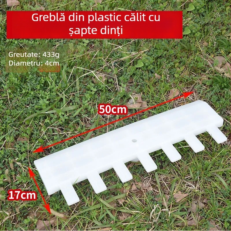 Greblă plastică cu 7 dinți pentru agricultură: iarbă, uscare a cerealelor, frunze