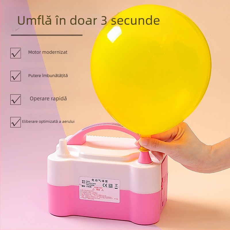 Pompa electrică de umflat baloane, umflător automat portabil cu două duze