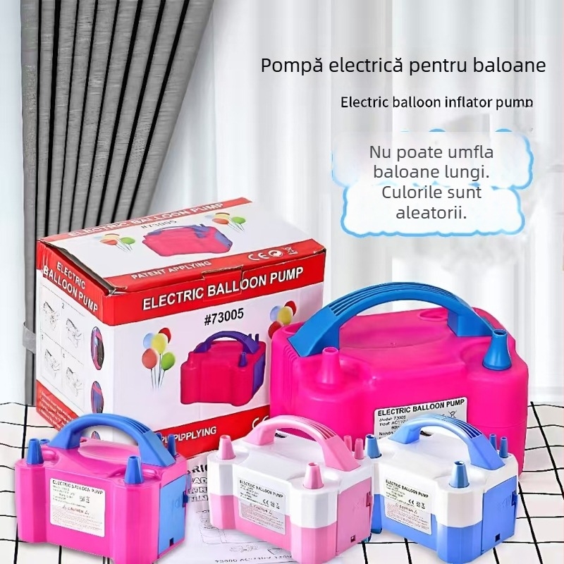 Pompa electrică de umflat baloane, umflător automat portabil cu două duze