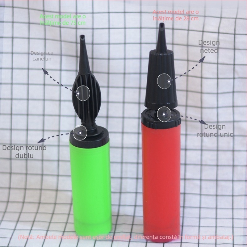 Pompa manuală pentru baloane din plastic, cu duză înclinată, mini pompă de aer portabil
