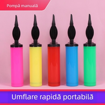 Pompa mare manuală pentru baloane, cu ieșire bidirecțională, albastră