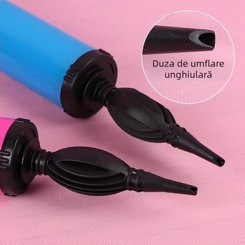 Pompa mare manuală pentru baloane, cu ieșire bidirecțională, albastră