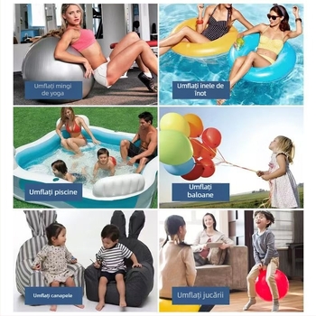 Adaptor universal pentru pompă de aer cu duză și pompă cu pedală, pentru piscine, inele gonflabile și ponei gonflabili