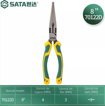 Shida unelte: Clește industrial cu nas lung, vârf ascuțit, 6/8, 70121D 70122D