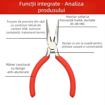 Clește mini fără dinți, cu 5 vârfuri, realizat manual, multifuncțional, cu nas plat și nas rotund pentru mărgele bijuterii