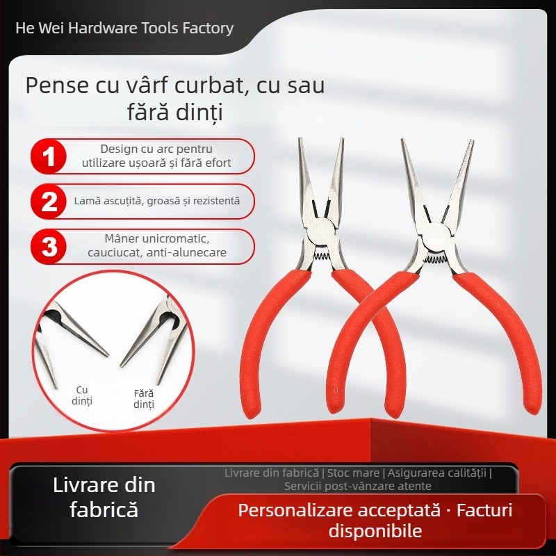 Clește mini fără dinți, cu 5 vârfuri, realizat manual, multifuncțional, cu nas plat și nas rotund pentru mărgele bijuterii