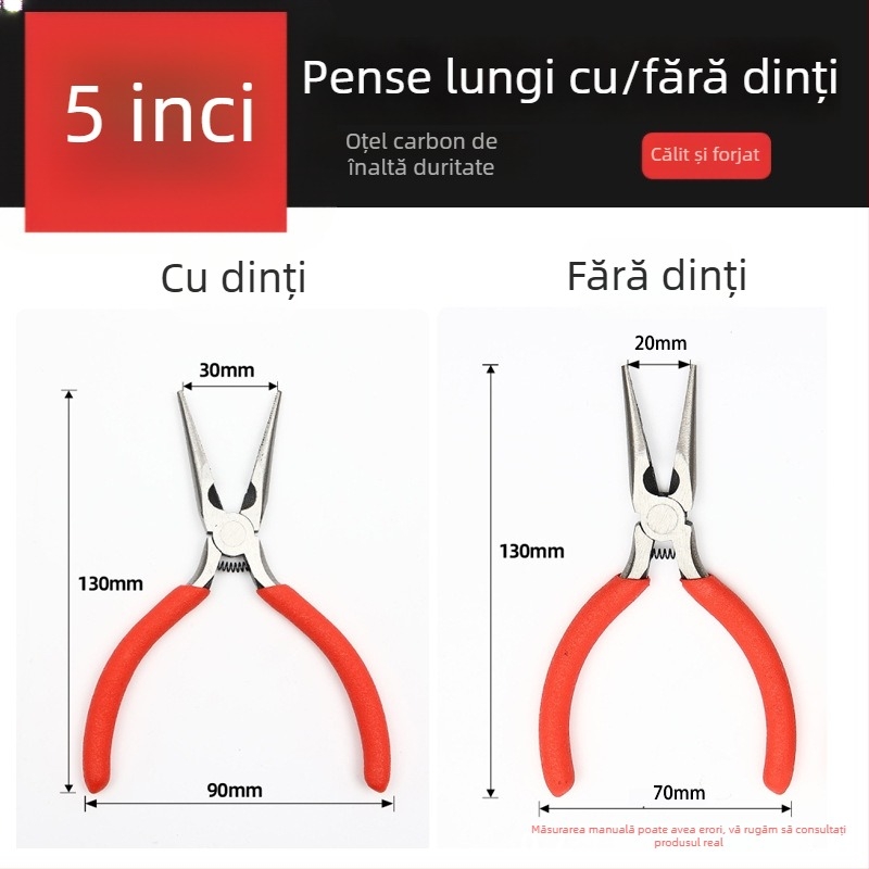 Clește mini fără dinți, cu 5 vârfuri, realizat manual, multifuncțional, cu nas plat și nas rotund pentru mărgele bijuterii