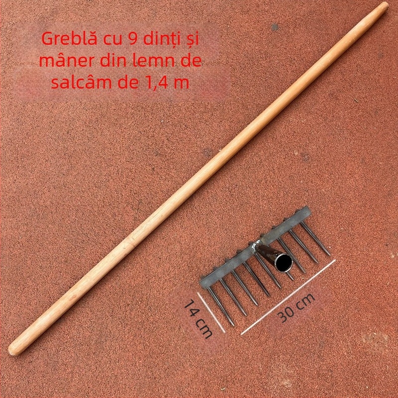 Greblă din oțel cu dinți multipli, mangan din oțel, multifuncțională, pentru afânarea solului și curățarea ierbii, dinți forjați, design plat