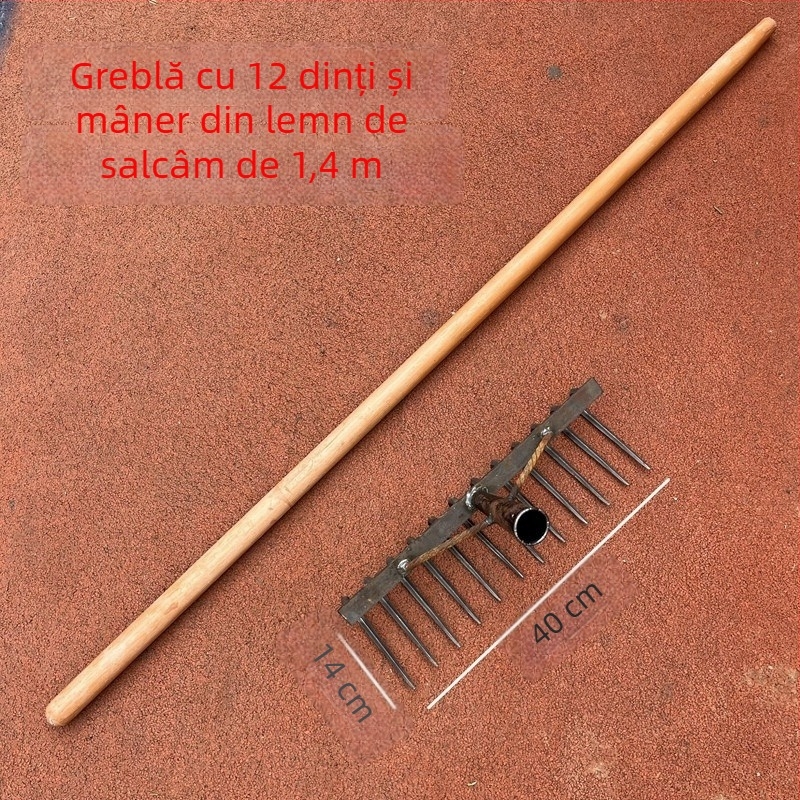 Greblă din oțel cu dinți multipli, mangan din oțel, multifuncțională, pentru afânarea solului și curățarea ierbii, dinți forjați, design plat