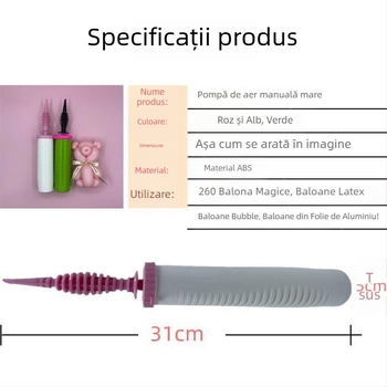 Pompă manuală pentru baloane, duză lungă – pompă de aer mare, cu acțiune dublă