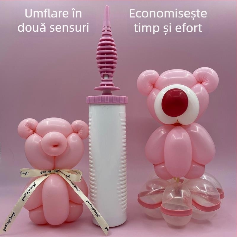 Pompă manuală pentru baloane, duză lungă – pompă de aer mare, cu acțiune dublă