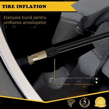 Tub extensibil din cupru pentru pompă de aer auto cu manometru digital – pentru mașini, motociclete și biciclete
