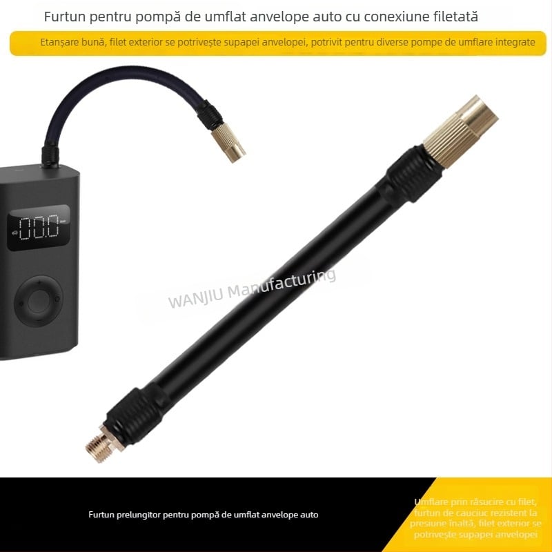 Tub extensibil din cupru pentru pompă de aer auto cu manometru digital – pentru mașini, motociclete și biciclete
