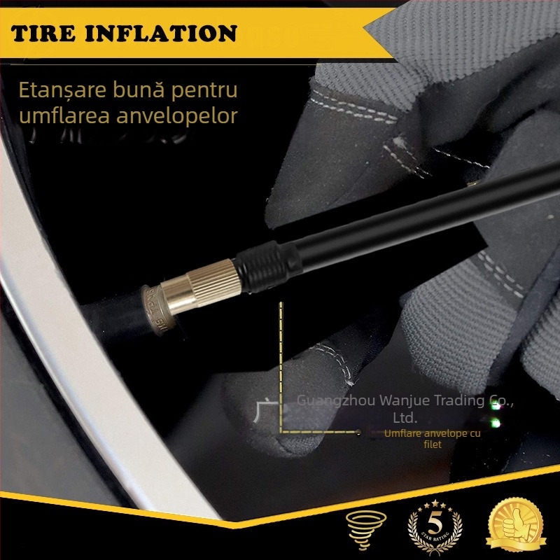 Tub extensibil din cupru pentru pompă de aer auto cu manometru digital – pentru mașini, motociclete și biciclete