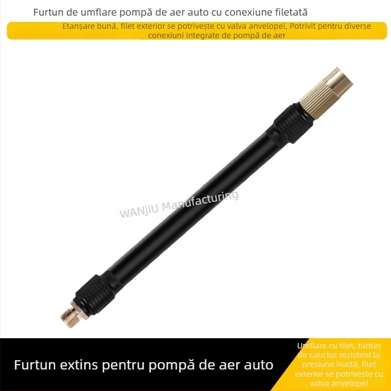 Tub extensibil din cupru pentru pompă de aer auto cu manometru digital – pentru mașini, motociclete și biciclete